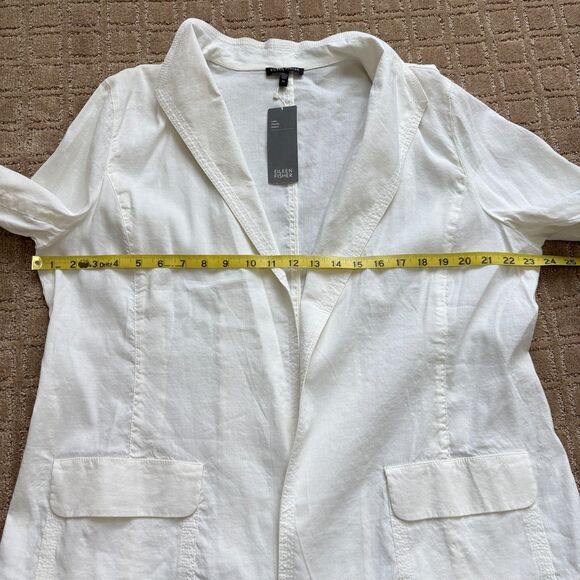 Eileen Fisher Linen Viscose Blazer Jacket Women's XL White Stretch Summer NWT - Picture 6 of 8
